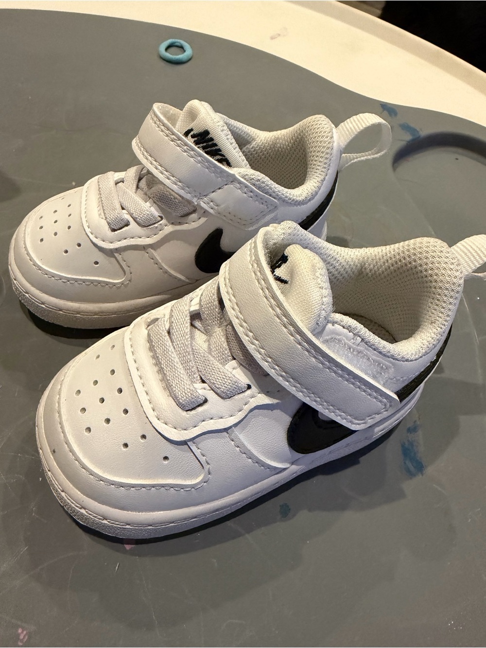 Nike Kids White and Black Velcro Sneakers